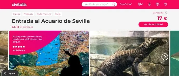 Formulario de reserva acuario de Sevilla