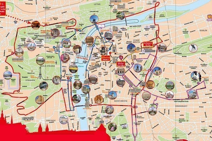 Mapa praga rutas autobús turístico