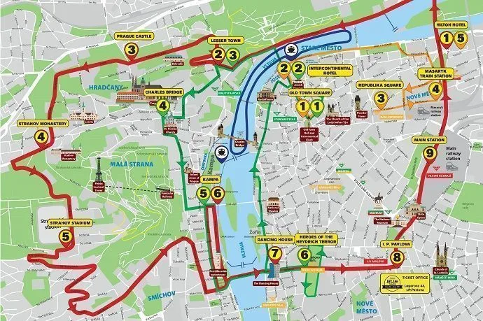 Rutas en autobús por Praga. 