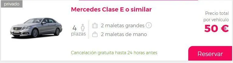 Traslados Roma. Tipo de Vehículo. Mercedes clase E.