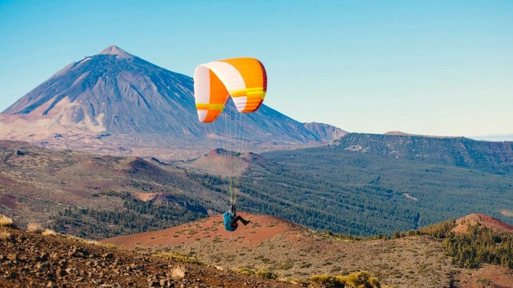 Salto en parapente desde el Teide