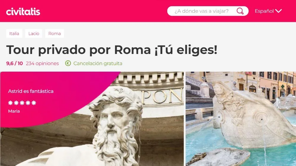 Formulario de reservas del tour privado por Roma