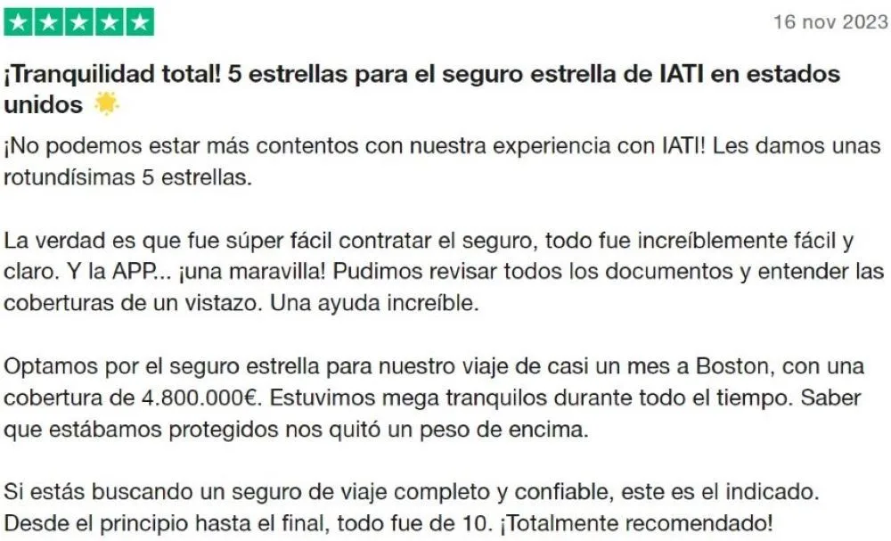 Opiniones en Trustpilot de IATI Seguros.