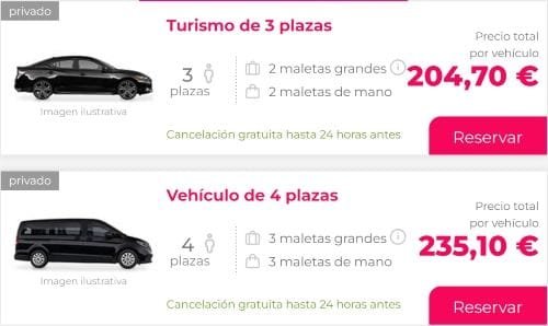 Vehículos para traslados disponibles en Civitatis