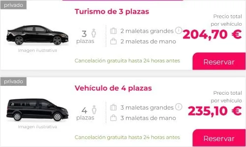 Vehículos para traslados disponibles en Civitatis