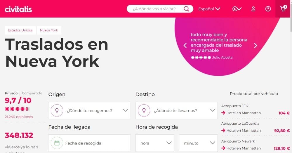 Reservar traslado al aeropuerto con Civitatis.